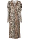Ganni Black Viscose Twill Mini Dress In Brown