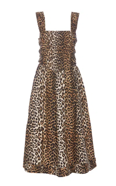 GANNI LEOPARD PRINT MIDI DRESS