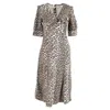 Ganni Belted Bow-embellished Leopard-print Cotton-poplin Midi Dress In Brown
