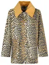 Ganni Long Sleeve Animal Print Jacket With Wide Collar In Animal Print
