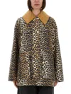 Ganni Long Sleeve Animal Print Jacket With Wide Collar