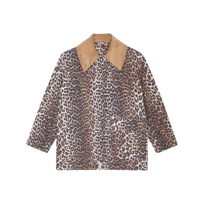 Ganni Leopard Print Midi Jacket