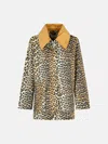 Ganni Leopard Print Midi Jacket In Tela