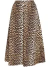 Ganni Womens Leopard Shirred-waist Leopard-pattern Regular-fit Organic-cotton Maxi Skirt
