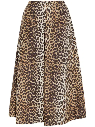 GANNI GANNI LEOPARD PRINT MIDI SKIRT