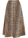 Ganni Leopard Printed Elasticated Maxi Skirt In Brown