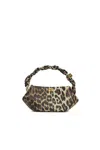 Ganni 'bou' Multicolor Mini Handbag With Logo Plaque On The Front And All-over Leopard Motif