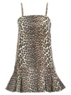Ganni Leopard Print Mini Dress In Leopard Print