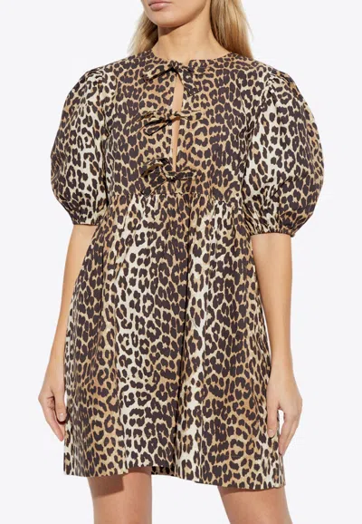 GANNI LEOPARD PRINT MINI DRESS