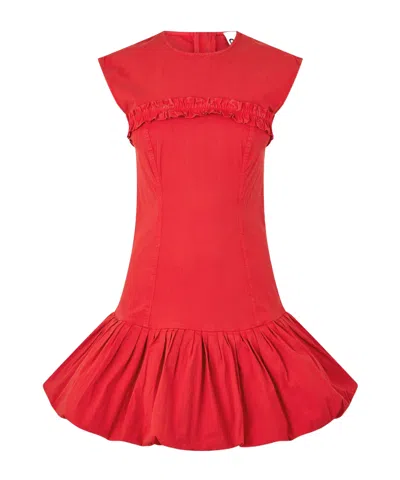 Ganni Leopard Print Mini Dress In Red