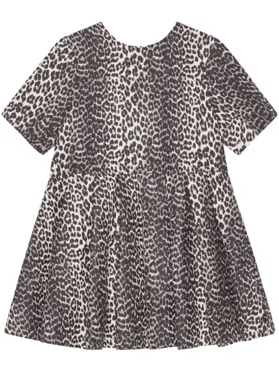 Ganni Leopard-print Minidress In Neutrals