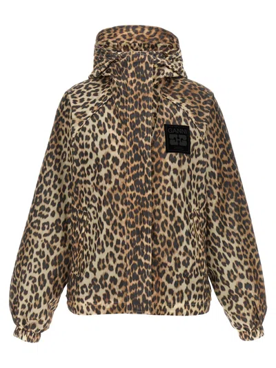 GANNI GANNI 'LEOPARD PRINT NYLON' WINDBREAKER