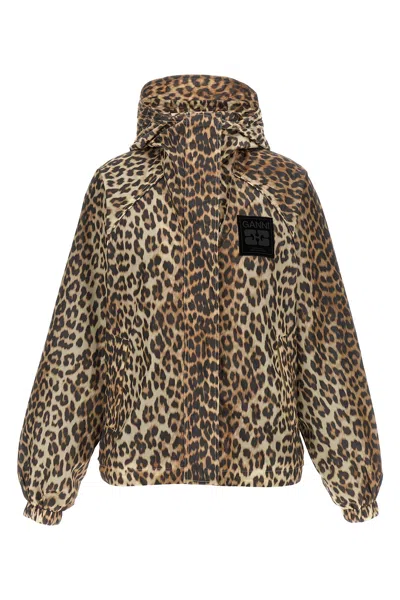 GANNI 'LEOPARD PRINT NYLON' WINDBREAKER