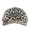 Ganni Leopard-print Canvas Baseball Cap Women