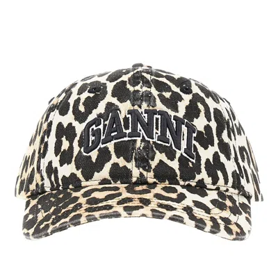 GANNI LEOPARD-PRINT ORGANIC COTTON BASEBALL HAT