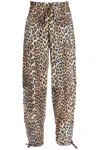 Ganni Leopard Print Satin Cargo Pants In Leopard (brown)