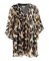 Ganni Leopard-print Pleated Oversized Mini Dress In Brown Polyester In Brown