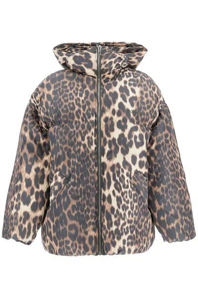 GANNI LEOPARD PRINT PUFFERS MIDI