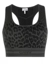 Ganni Leopard-print Racerback Bralette In Black