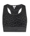 Ganni Leopard-print Racerback Bralette In Black