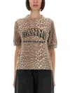 Ganni Women Leopard Wool Mix T-shirt