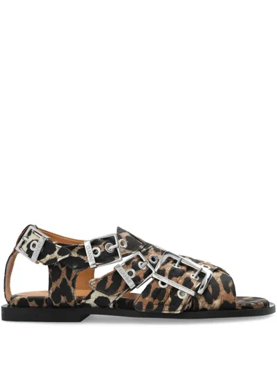 GANNI LEOPARD-PRINT SANDALS