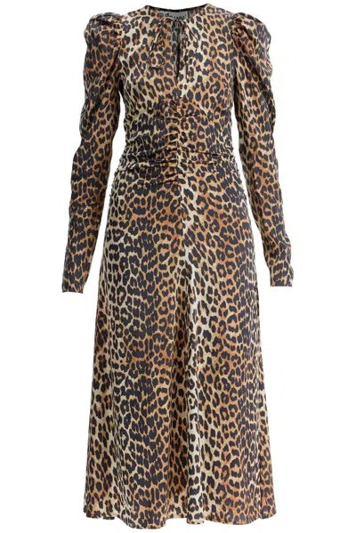 GANNI LEOPARD PRINT MIDI DRESS