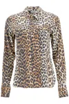 Ganni Leopard Print Canvas Overshirt In Brown