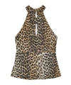 Ganni Leopard Print Satin Top For In Black