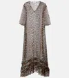 Ganni Leopard-print Sheer Chiffon Midi Dress In Animal Print