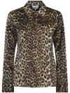 Ganni Leopard Print Canvas Overshirt In Animal Print