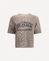 Ganni Women Leopard Wool Mix T-shirt