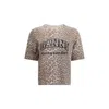 Ganni Leopard Print Wool Mix T-shirt
