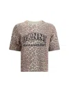 Ganni Leopard Print Wool Mix T-shirt