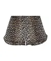 Ganni Leopard Printed Chiffon Ruffled Shorts In Brown