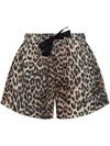 Ganni Black & Brown Duchesse Nylon Shorts In Braun