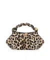 Ganni Bou Handbag With Leopard Print In Nude