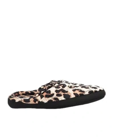 Ganni Leopard Print Slides In Black