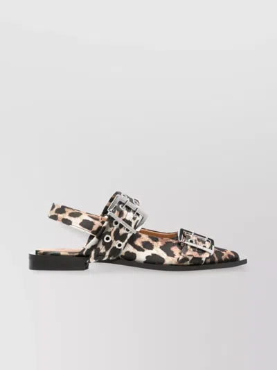 GANNI LEOPARD PRINT SLINGBACK BALLETS