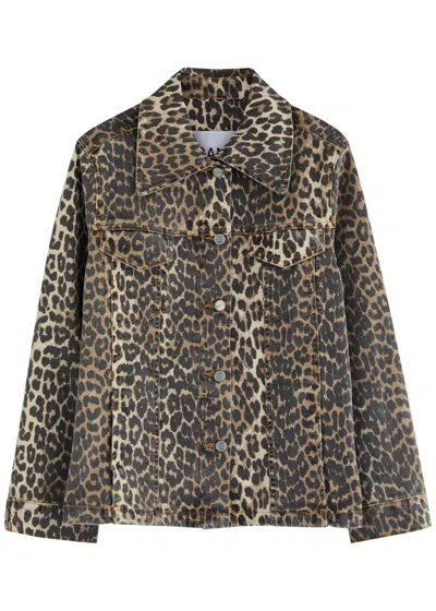 GANNI GANNI LEOPARD-PRINT STRETCH-DENIM JACKET