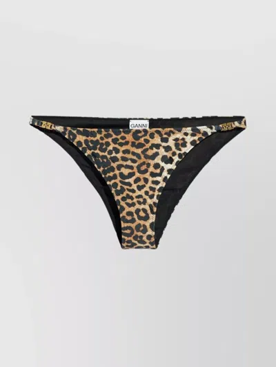 Ganni Leopard Print Stretch-design Swim Bottom