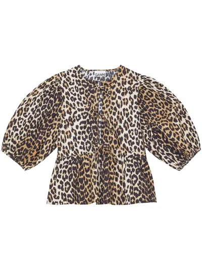 GANNI GANNI LEOPARD PRINT SWEATSHIRT