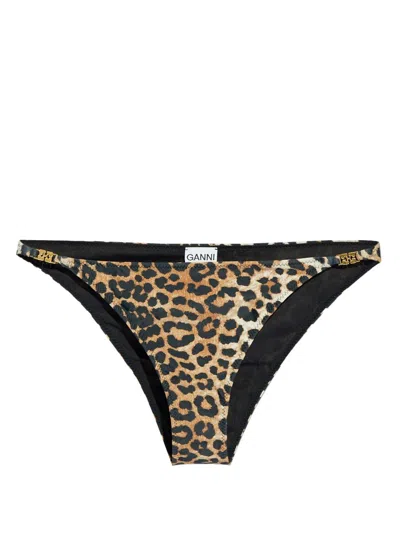 Ganni Leopard Print Swim Bottom In Animalier