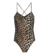 Ganni Leopard-print Swimsuit In Animal Print