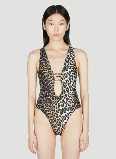 GANNI LEOPARD PRINT SWIMSUIT