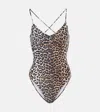 Ganni Leopard-print Swimsuit In Multicoloured