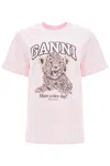Ganni Leopard Print T-shirt With