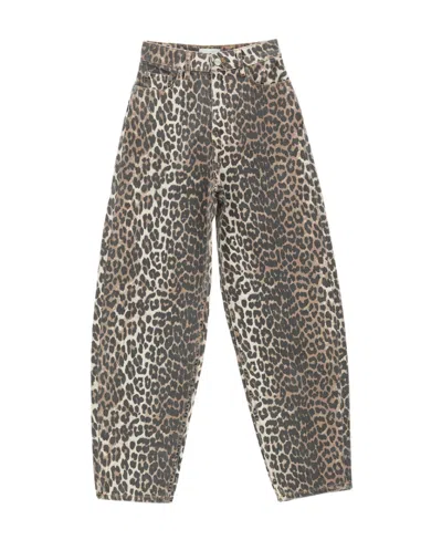 Ganni Leopard-print Tapered Jeans In Multi
