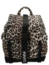 Ganni Leopard Print Tech Backpack In Leopard Print