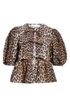 Ganni Leopard Cotton Shirt In Leopard